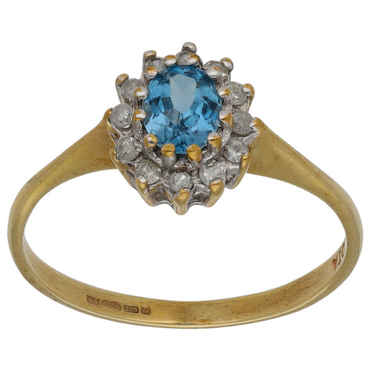 9ct Gold Topaz & 0.12ct Diamond Dress/Cocktail Ring Size L