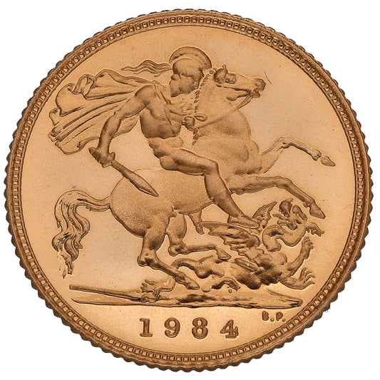 22ct Gold Queen Elizabeth II Half Sovereign Coin 1984