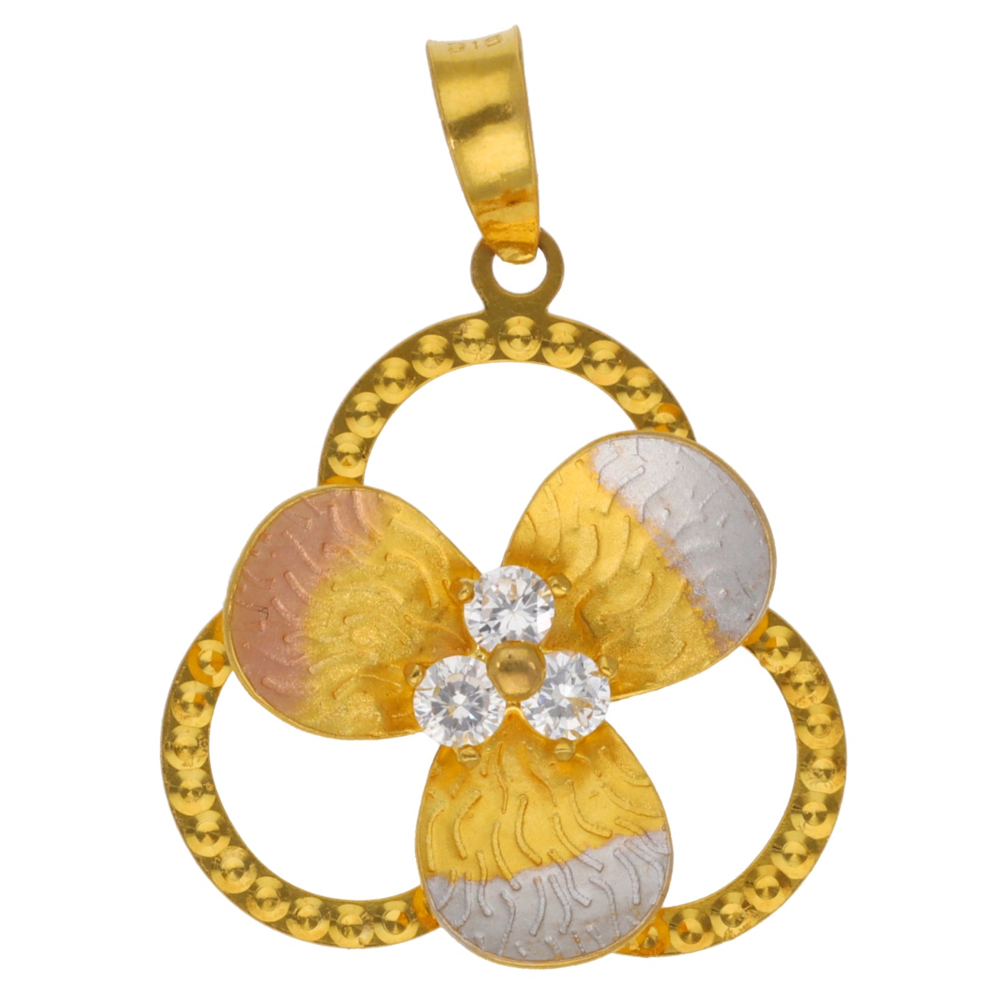 22ct Tri-Colour Gold Cubic Zirconia Dress/Cocktail Pendant