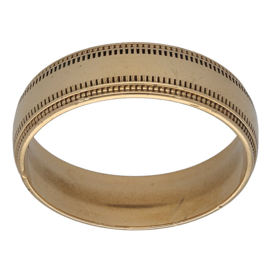 9ct Gold Patterned Wedding Ring Size U