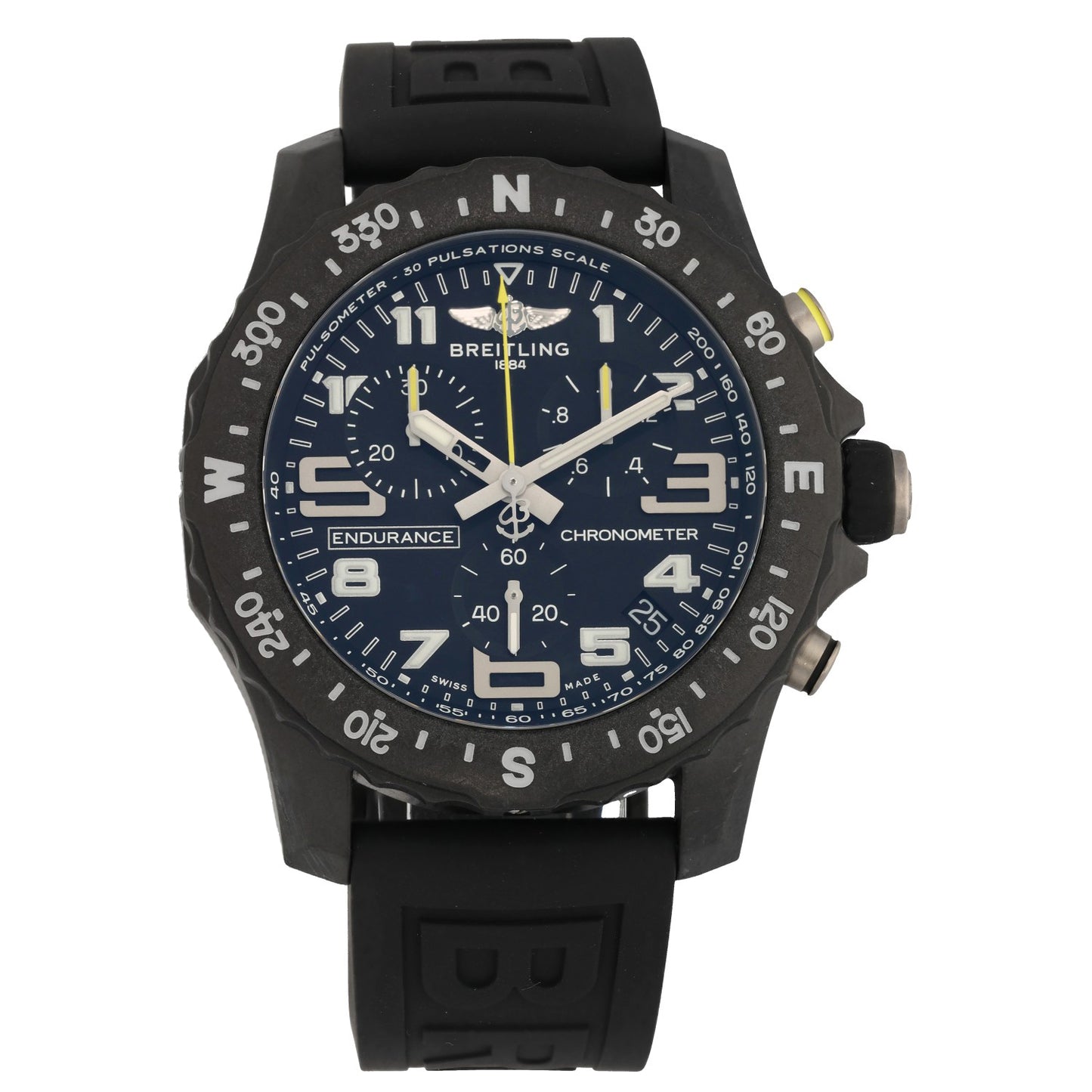 Breitling Endurance Pro X82310 chronograph wristwatch with black dial and black rubber strap
