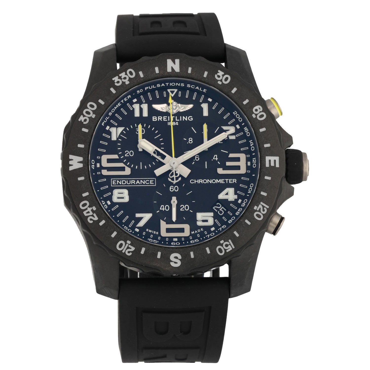 Breitling Endurance Pro X82310 chronograph wristwatch with black dial and black rubber strap