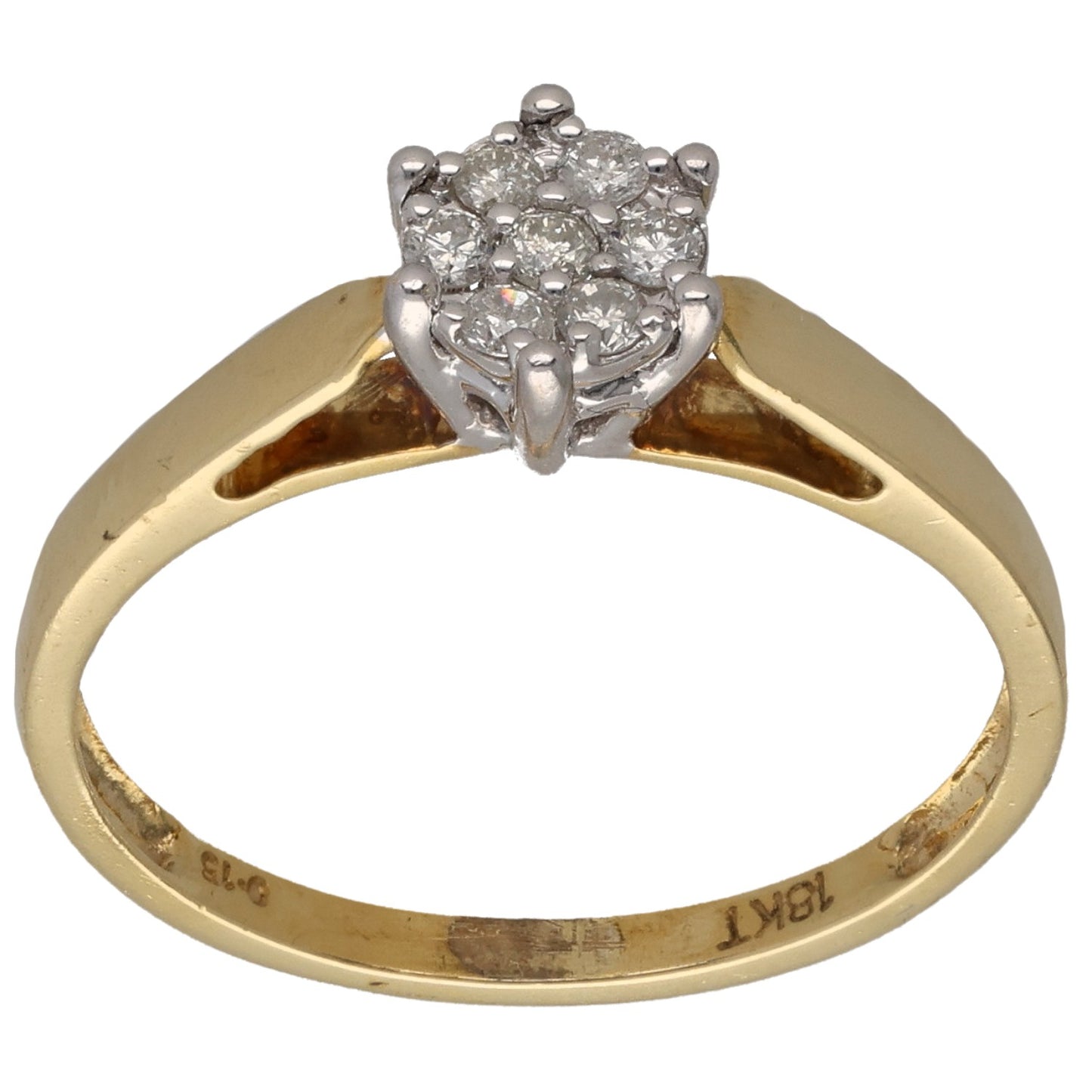 18ct Gold 0.15ct Diamond Cluster Ring Size P