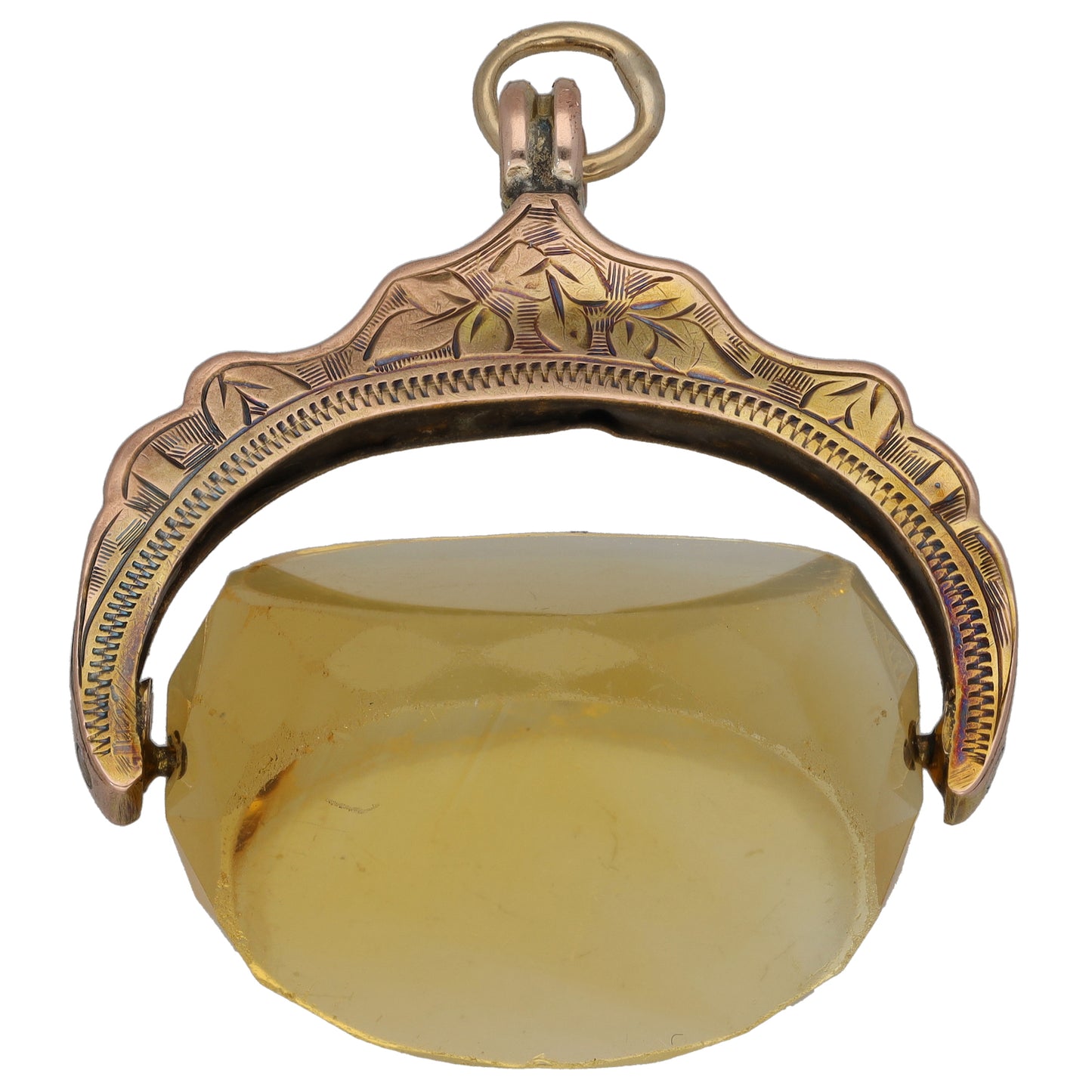 9ct Gold Citrine A&V Fob Pendant