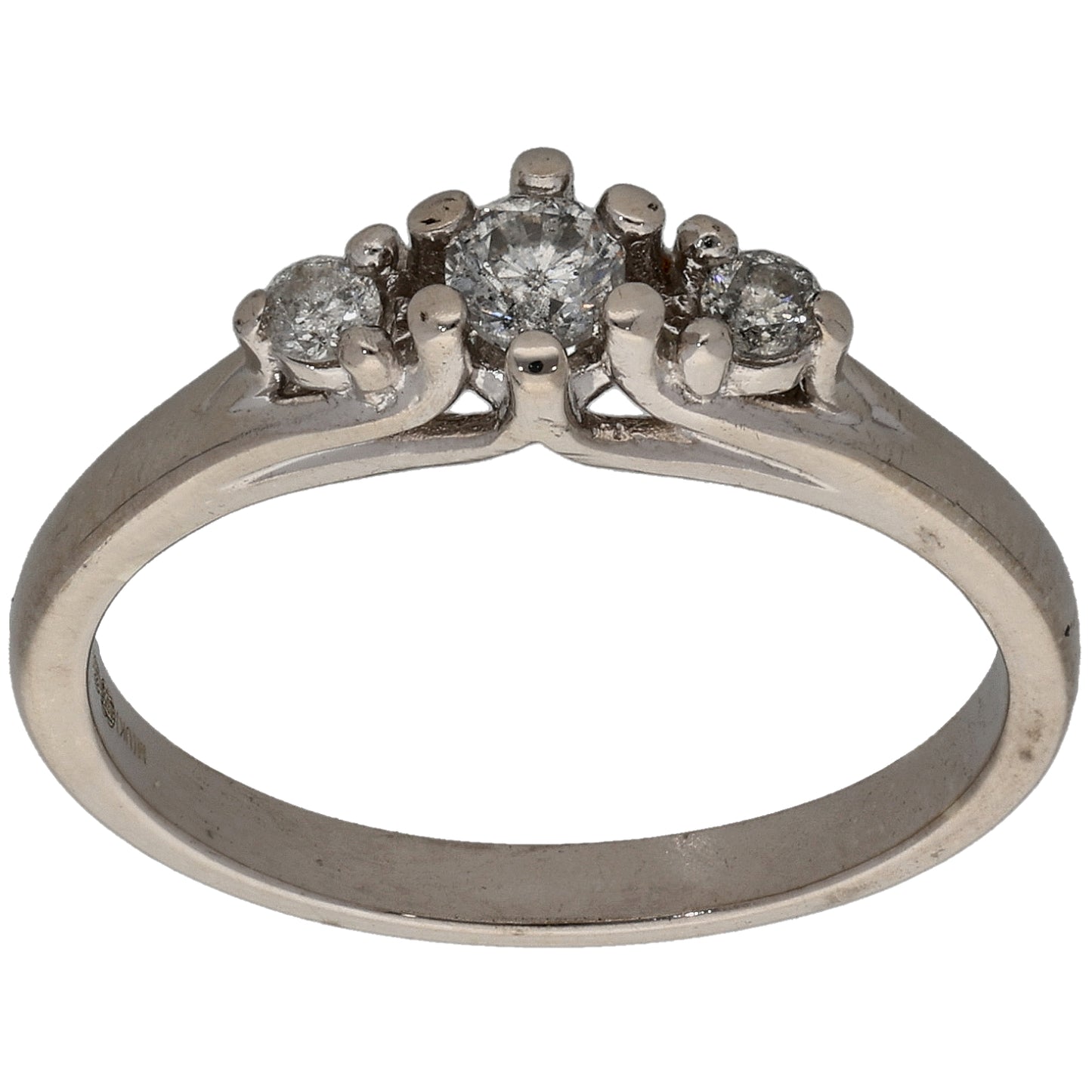 9ct White Gold 0.25ct Diamond Trilogy Ring Size N