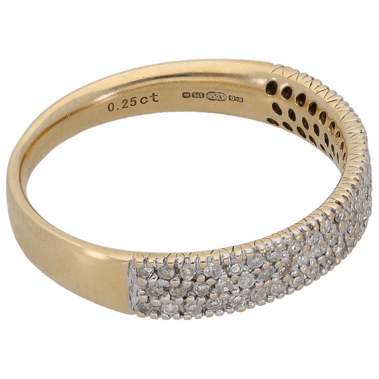 9ct Gold 0.25ct Diamond Half Eternity Ring Size L