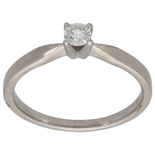 9ct White Gold 0.15ct Diamond Solitaire Ring Size L