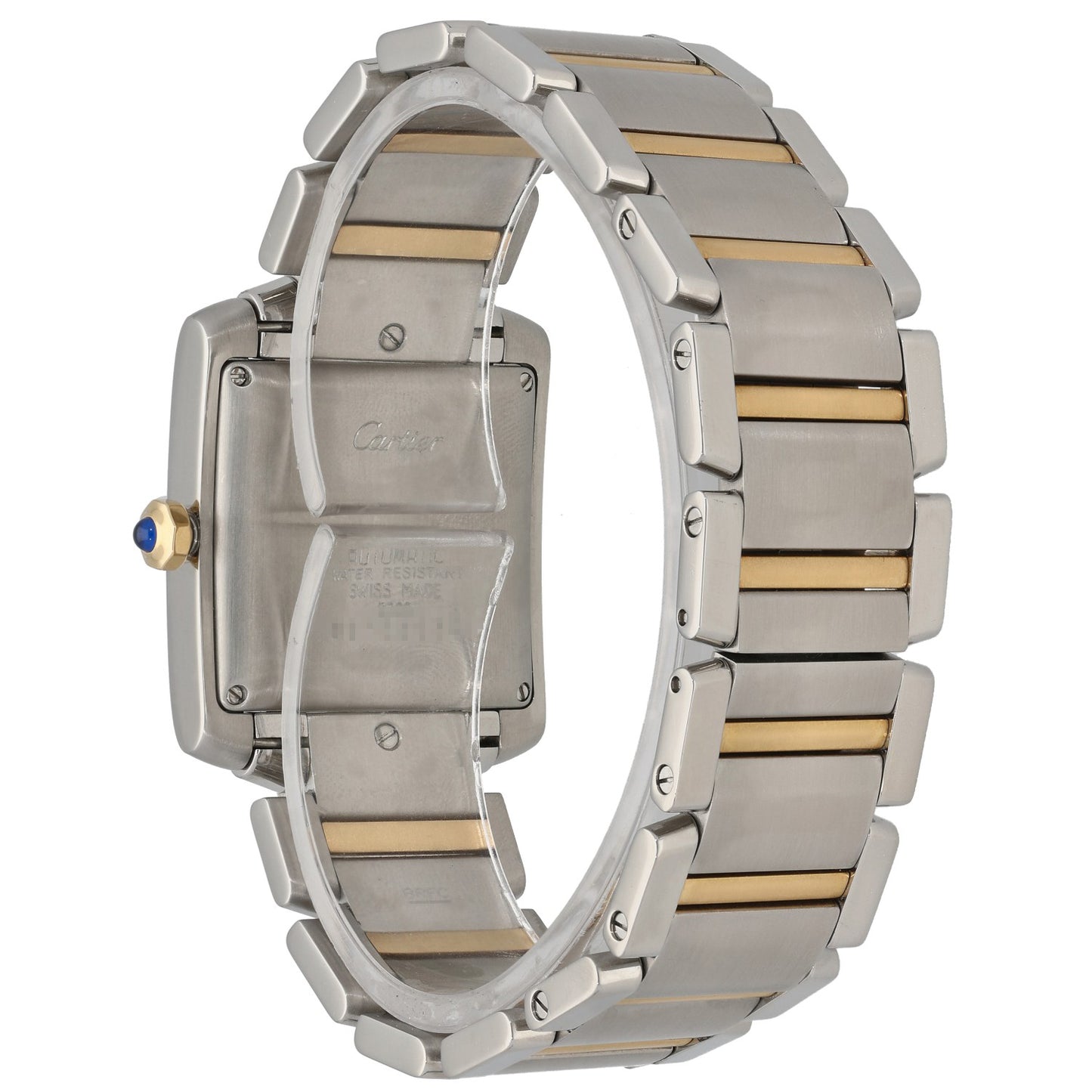 Stainless steel Cartier Tank Francaise W51005Q4 watch bracelet and case with gold-tone center links