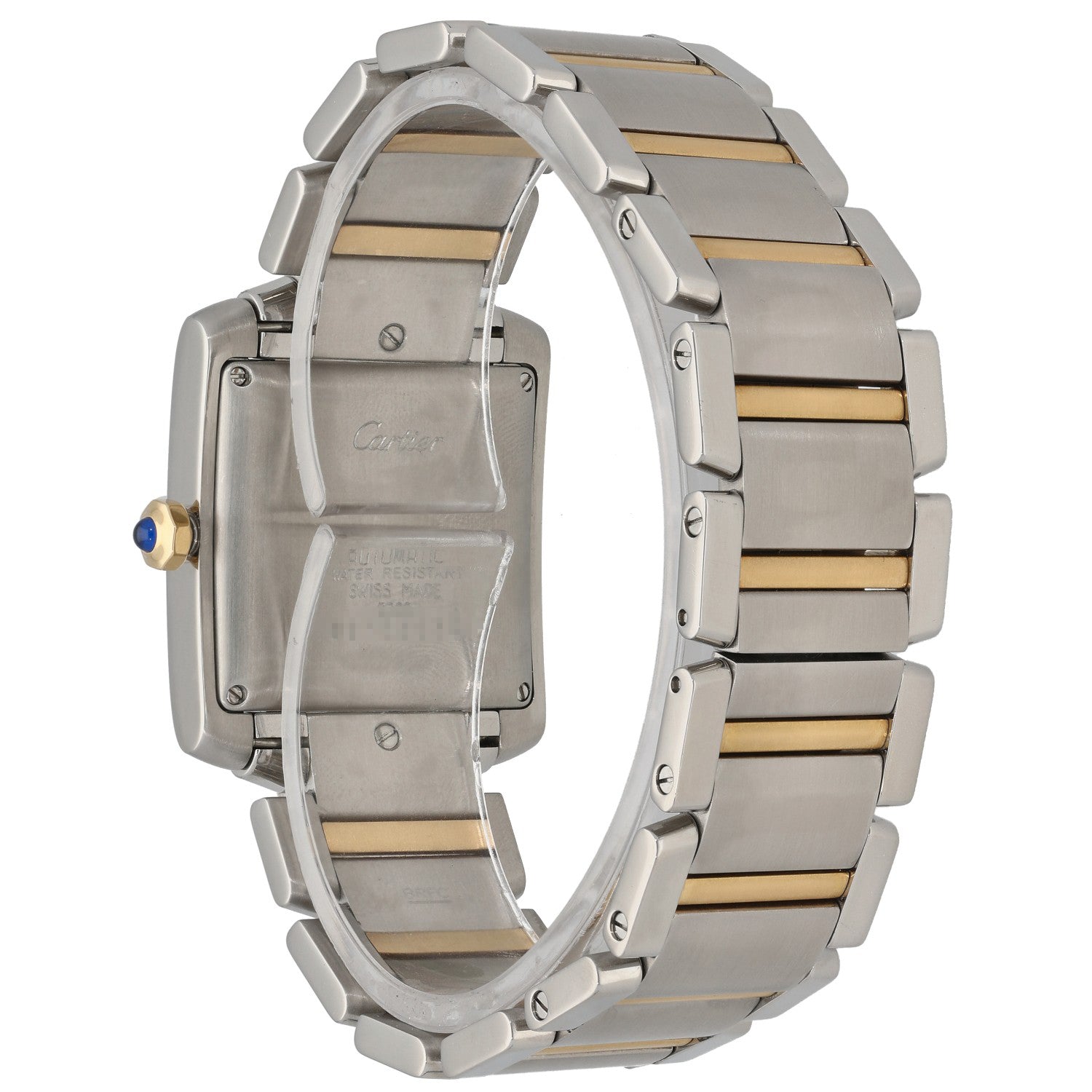 Stainless steel Cartier Tank Francaise W51005Q4 watch bracelet and case with gold-tone center links