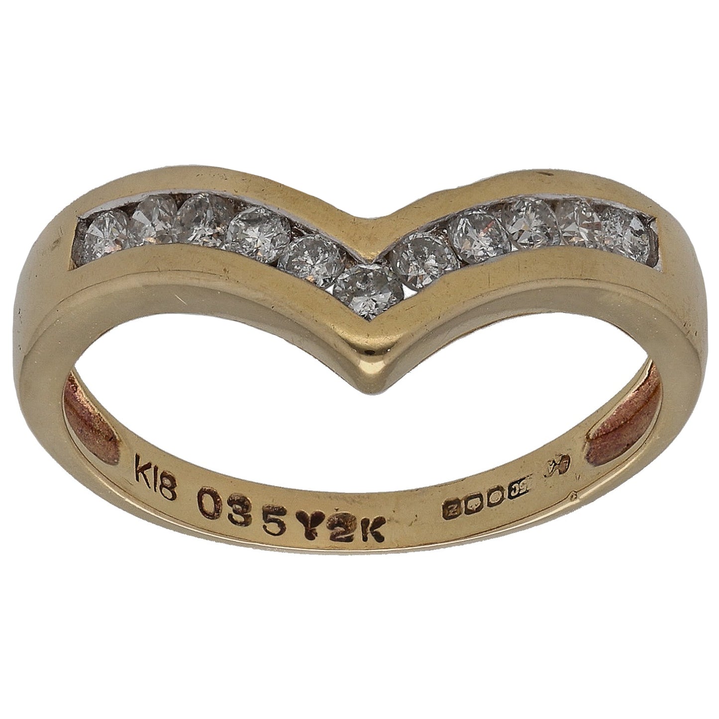 18ct Gold 0.35ct Diamond Wishbone Ring Size M