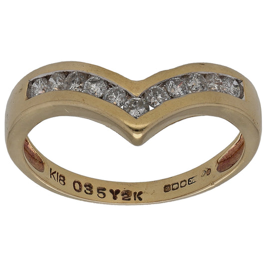18ct Gold 0.35ct Diamond Wishbone Ring Size M