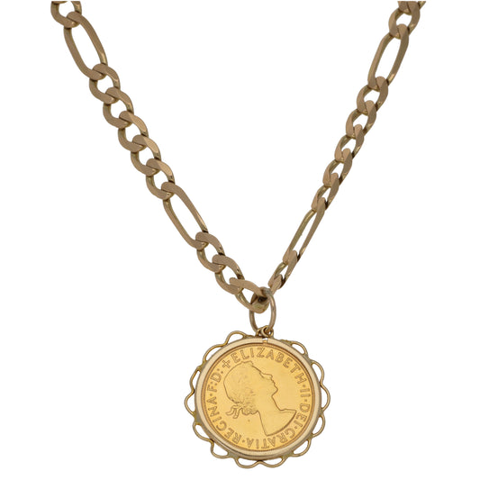 9ct Gold Full Sovereign Coin Pendant With Chain