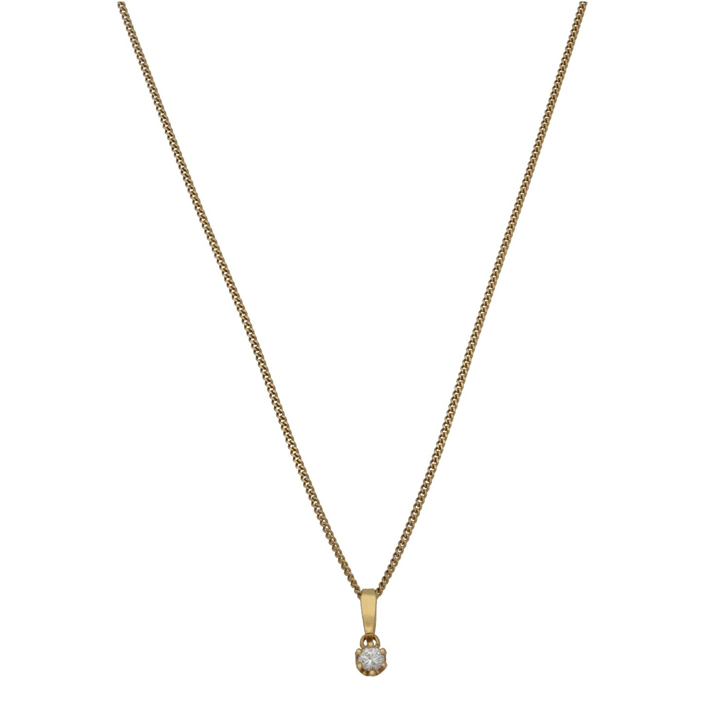 18ct Gold 0.15ct Diamond Solitaire Pendant With Chain