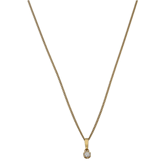 18ct Gold 0.15ct Diamond Solitaire Pendant With Chain
