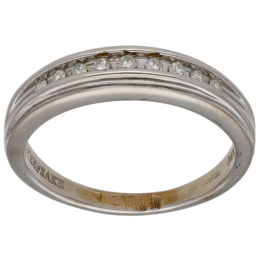 14ct Gold 0.18ct Diamond Half Eternity Ring Size P