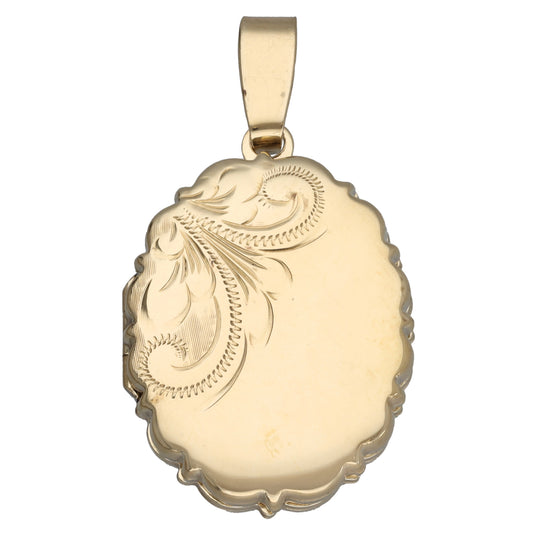9ct Gold Patterned Locket Pendant