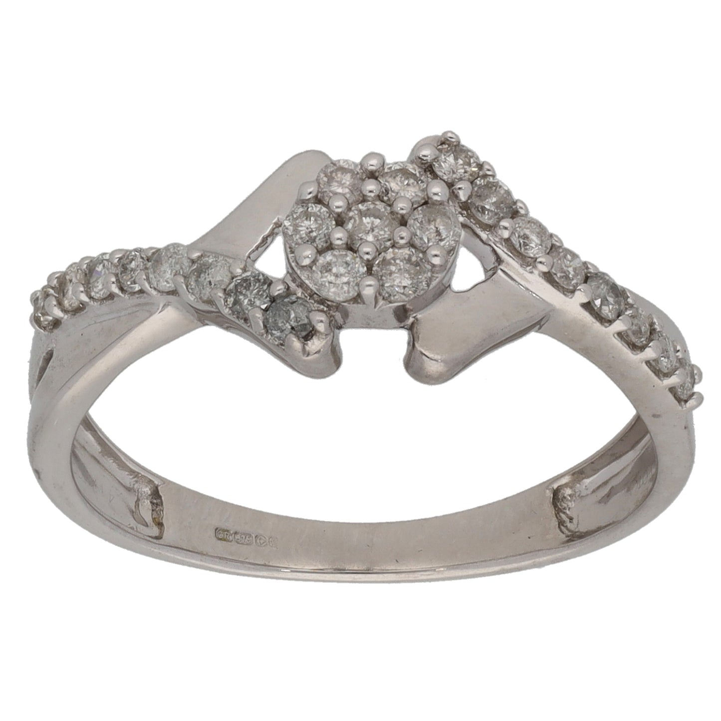 9ct White Gold 0.30ct Diamond Cluster Ring Size N