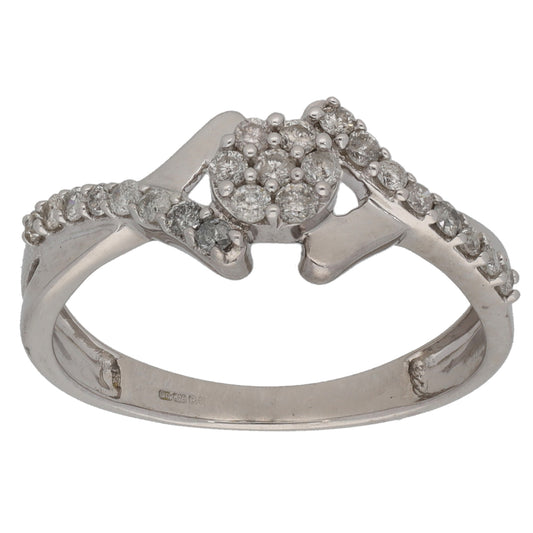 9ct White Gold 0.30ct Diamond Cluster Ring Size N