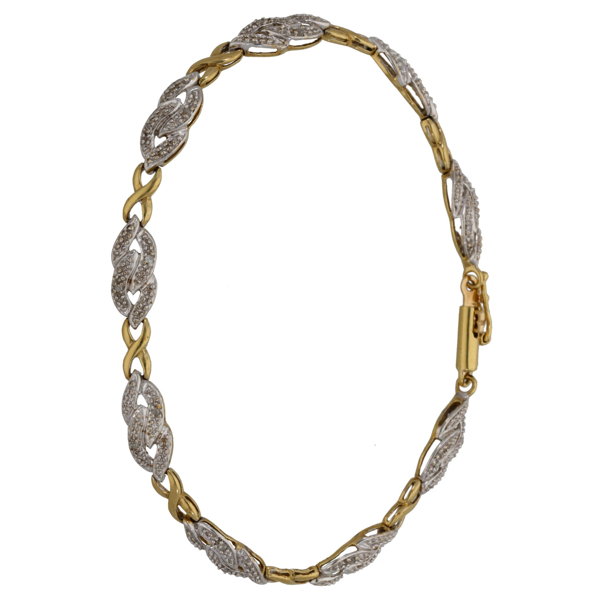 9ct Gold 0.18ct Diamond Fancy Stone Set Bracelet
