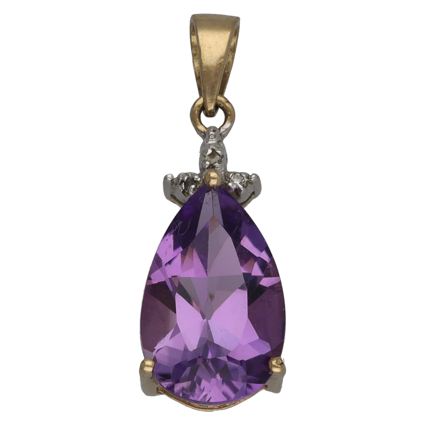 9ct Gold 0.15ct Diamond & Amethyst Alternative Pendant