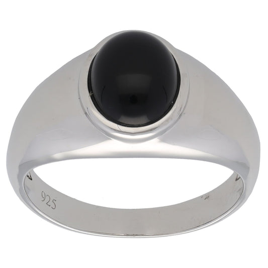 New Sterling Silver Oval Onyx Signet Ring