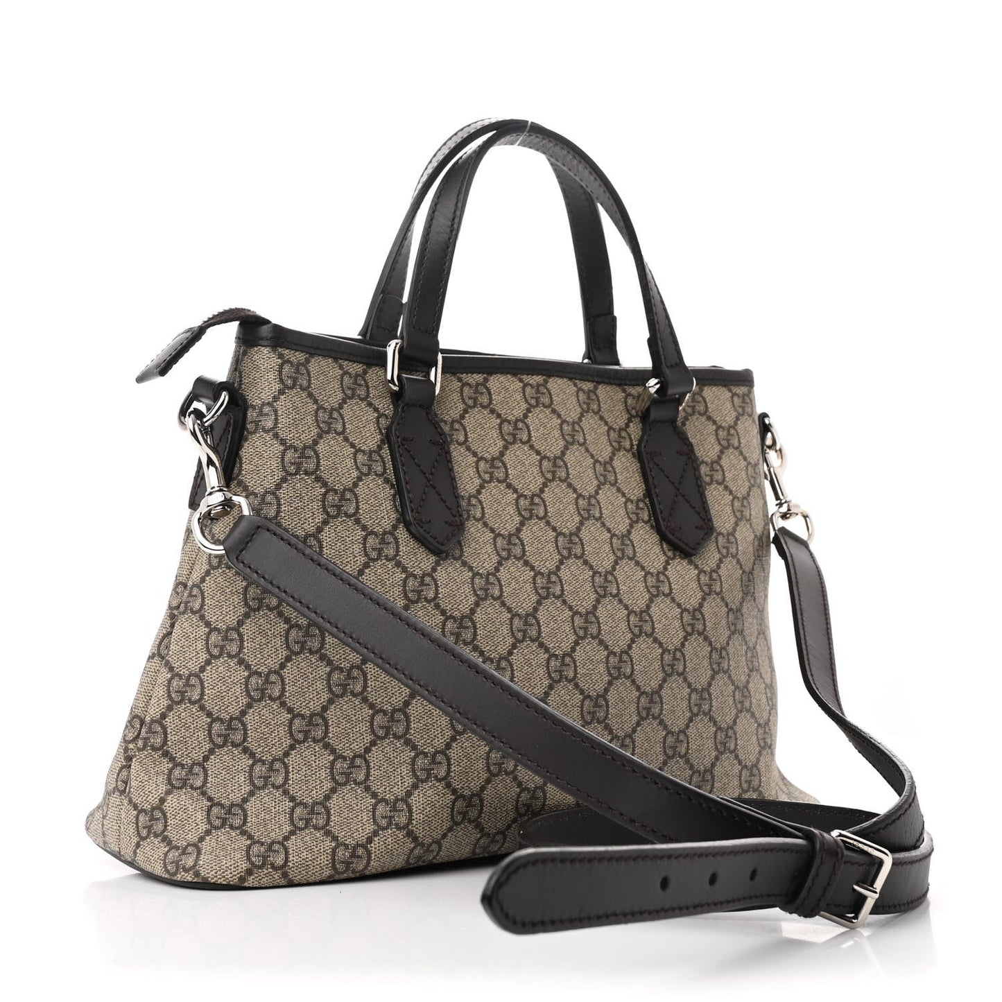Gucci Small Tote GG Supreme Coated Canvas Bag - Beige & Brown