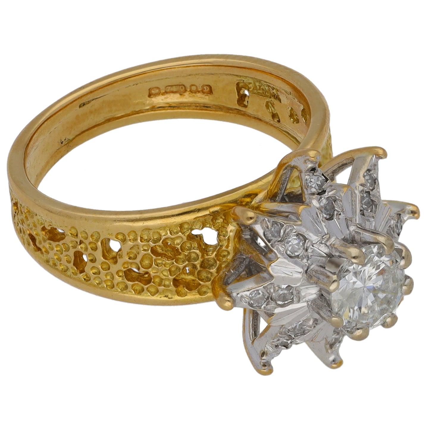 18ct Gold 0.71ct Diamond Solitaire Ring With Accent Stones Size N