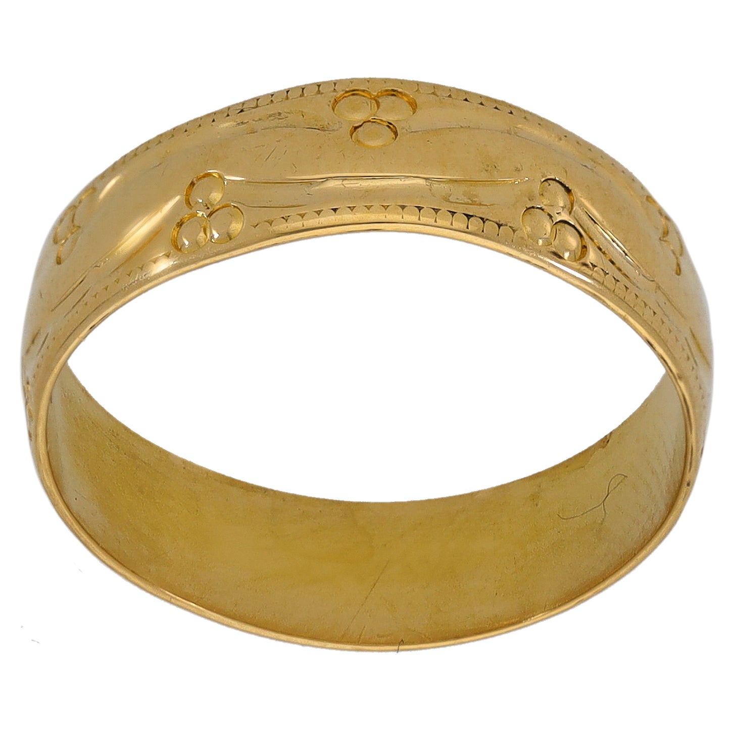18ct Gold Patterned Wedding Ring Size O