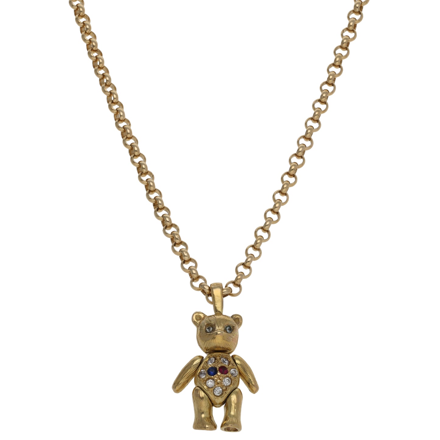 9ct Gold Imitation Teddy Bear Pendant With Chain