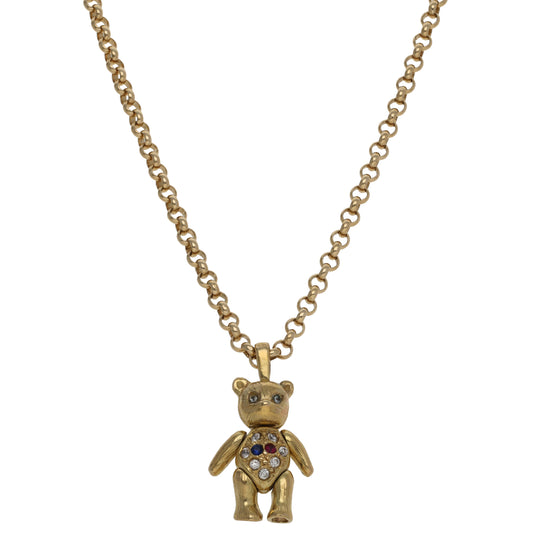 9ct Gold Imitation Teddy Bear Pendant With Chain