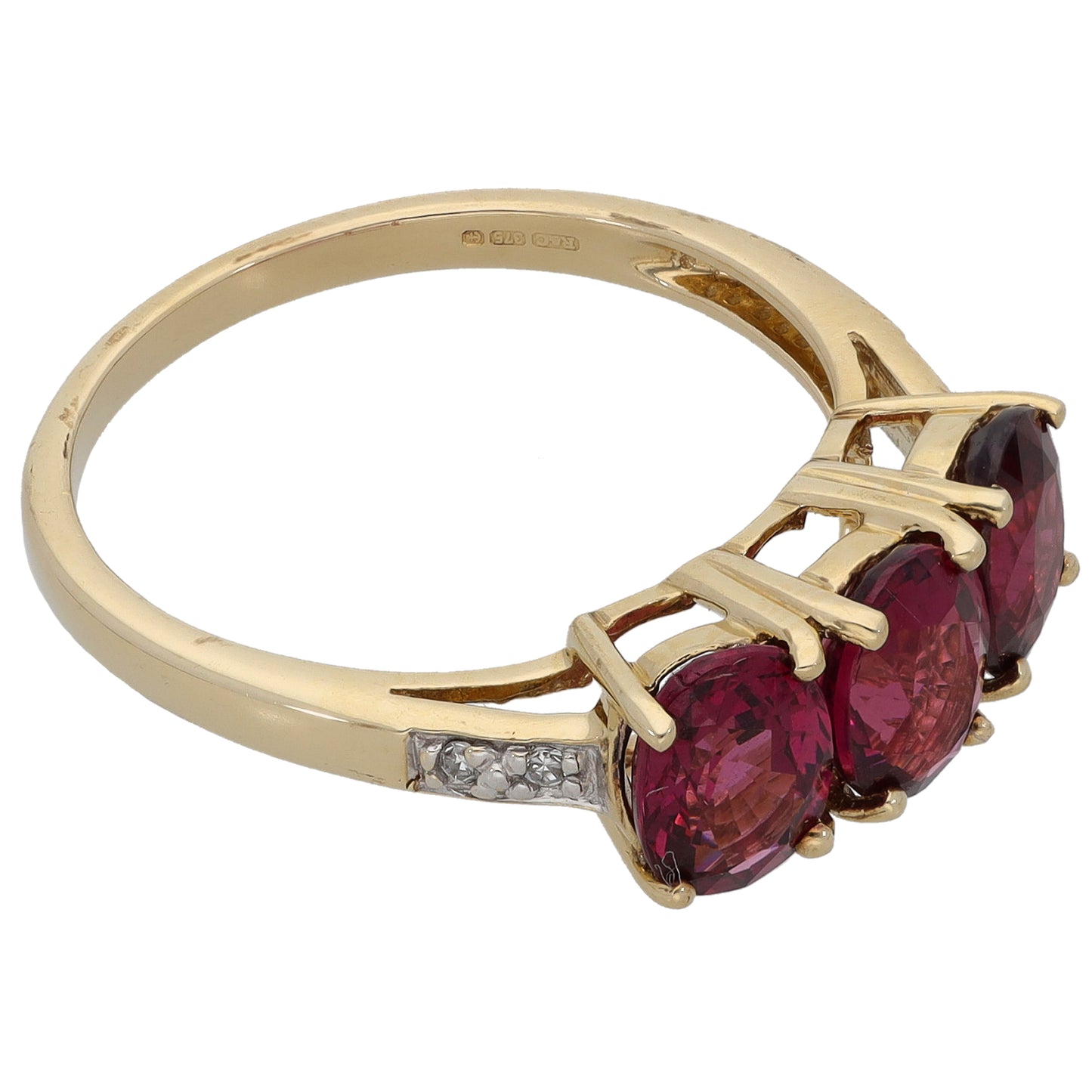 9ct Gold Garnet & 0.04ct Diamond Dress/Cocktail Ring Size N