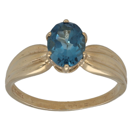 9ct Gold Topaz Single Stone Ring Size O