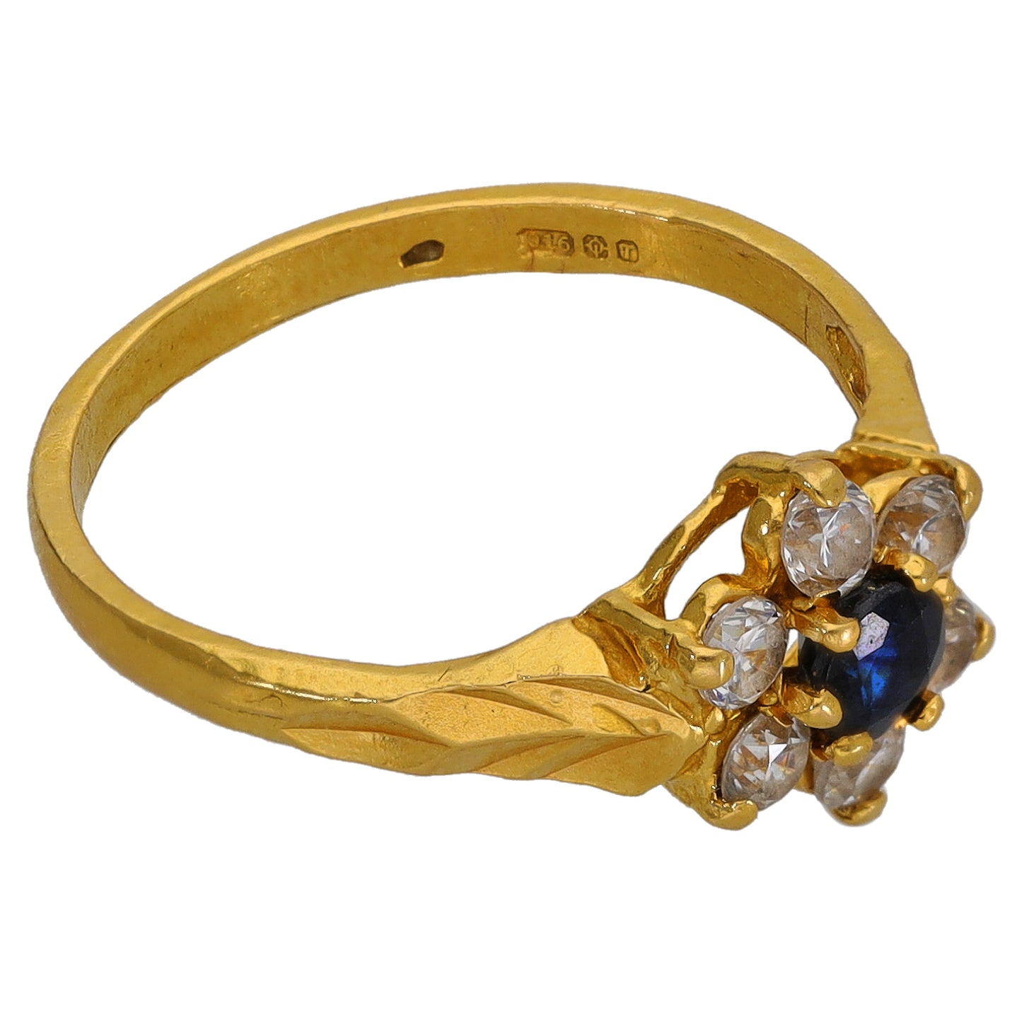 22ct Gold Sapphire & Cubic Zirconia Dress/Cocktail Ring Size M