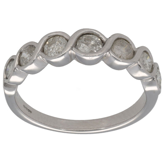 9ct White Gold 1.20ct Diamond Half Eternity Ring Size P