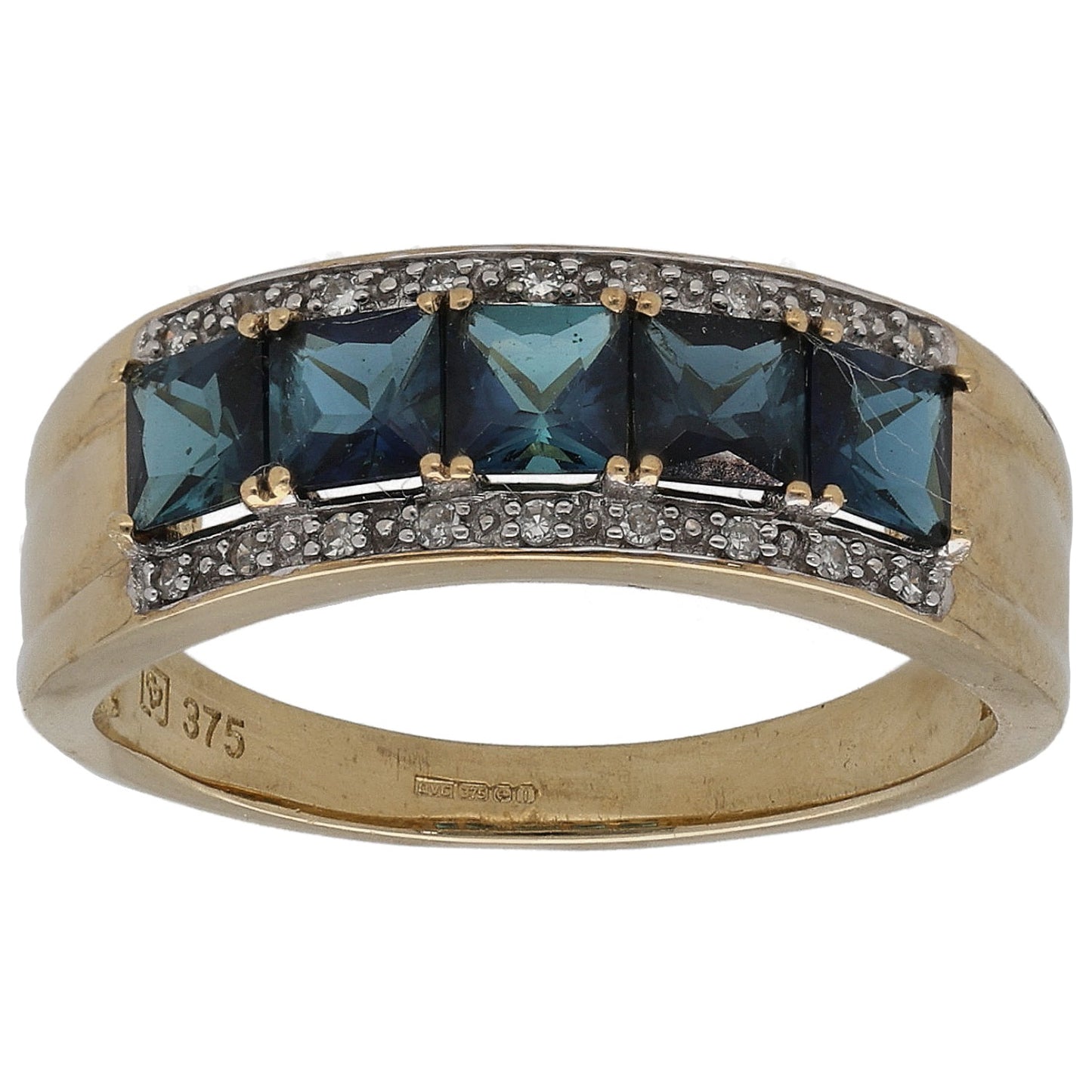 9ct Gold Topaz & 0.09ct Diamond Dress/Cocktail Ring Size P