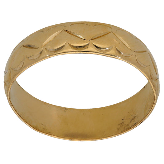 9ct Gold Patterned Wedding Ring Size V