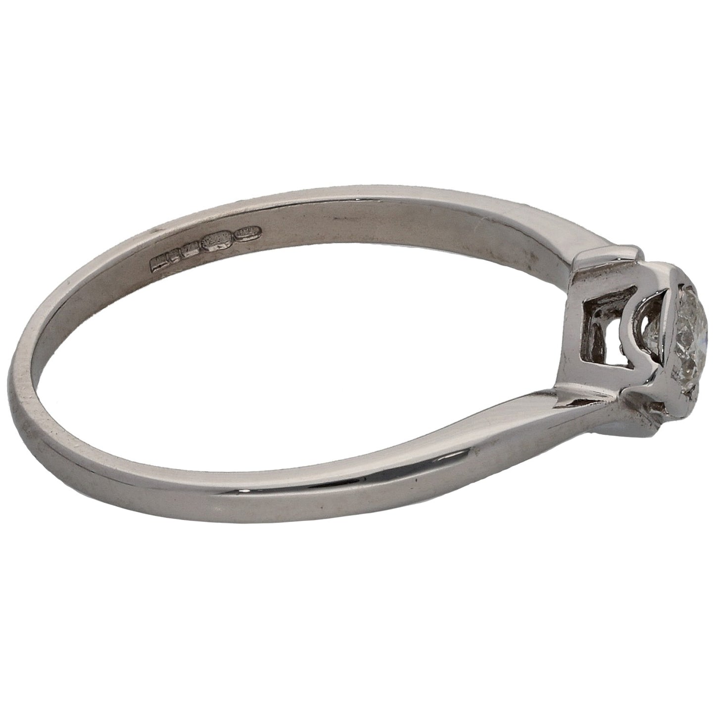 9ct White Gold 0.15ct Diamond Solitaire Ring Size P