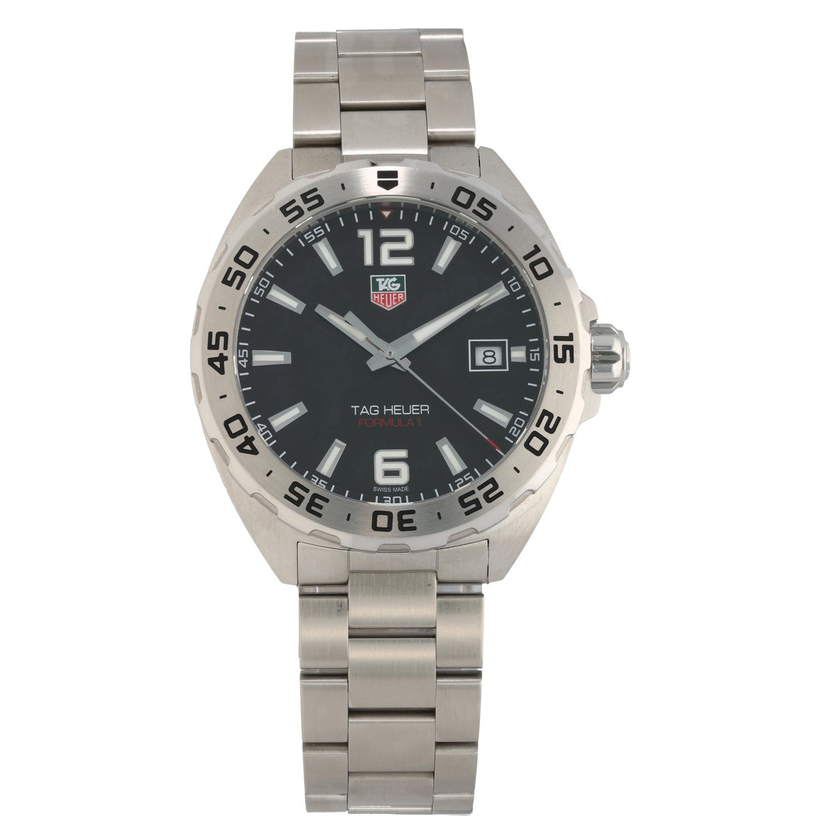 Tag Heuer Formula 1 WAZ1112, black dial on stainless steel case and bracelet, front angle image