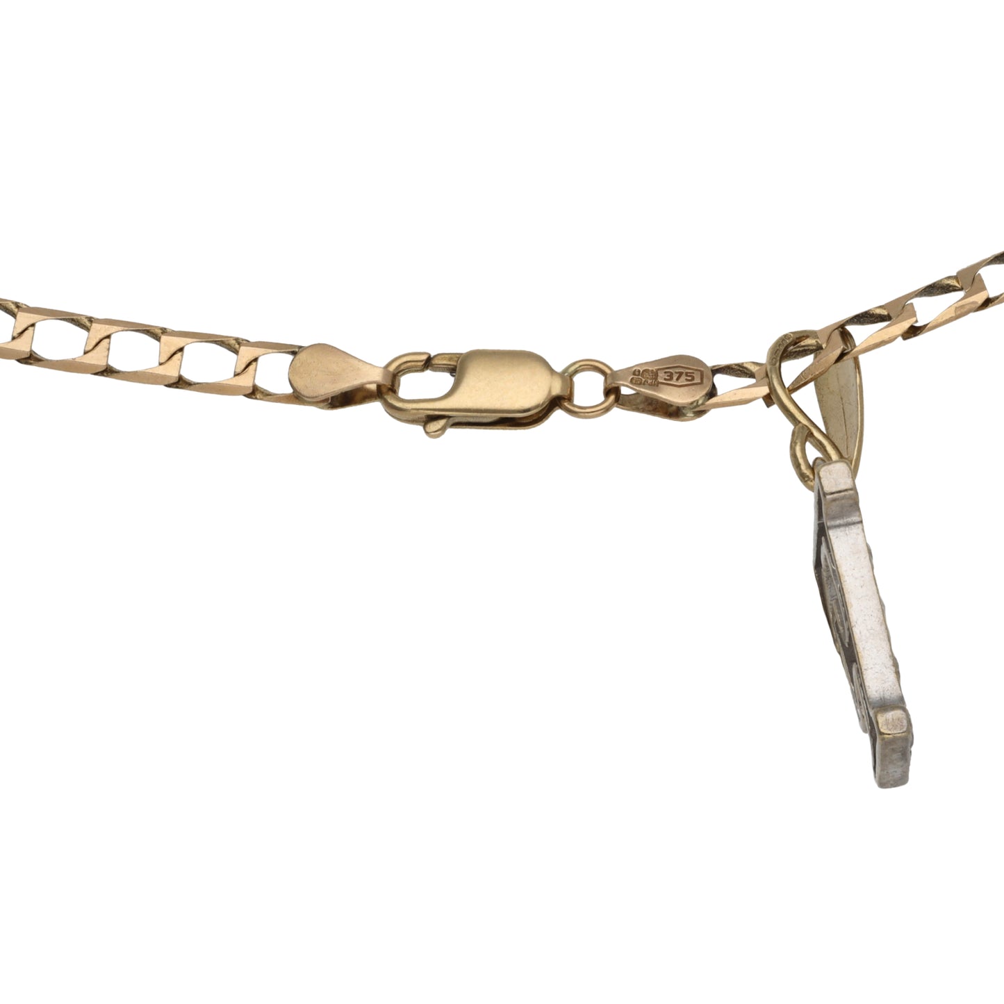 9ct Gold Cubic Zirconia Initial 'F' Pendant With Chain