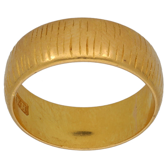 22ct Gold Patterned Wedding Ring Size L