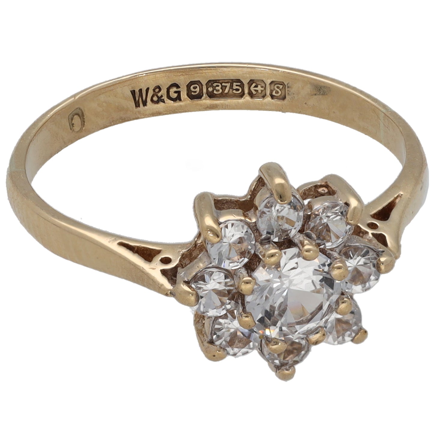 9ct Gold Cubic Zirconia Cluster Ring Size M