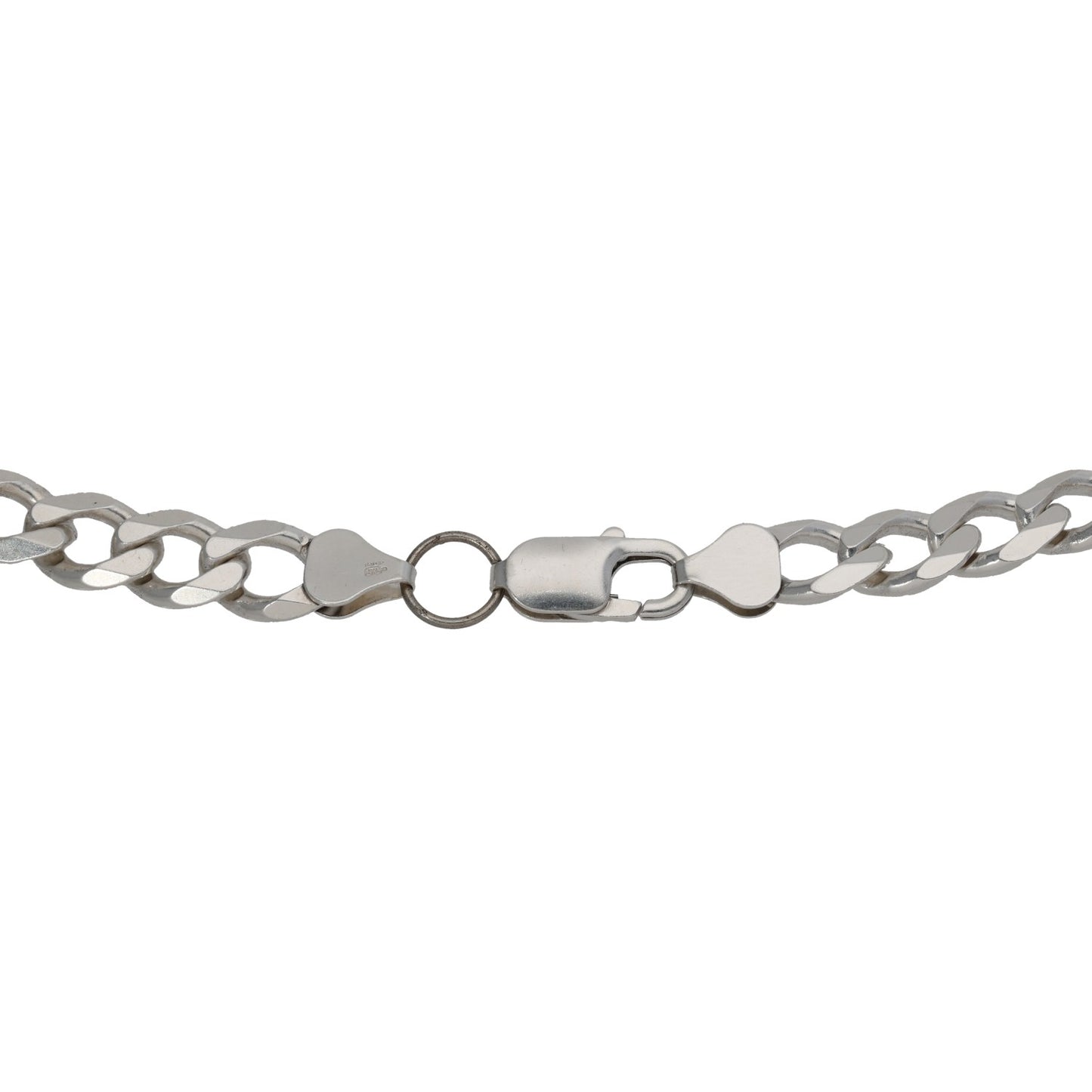 Sterling silver curb chain necklace with circular ring and clasp extender