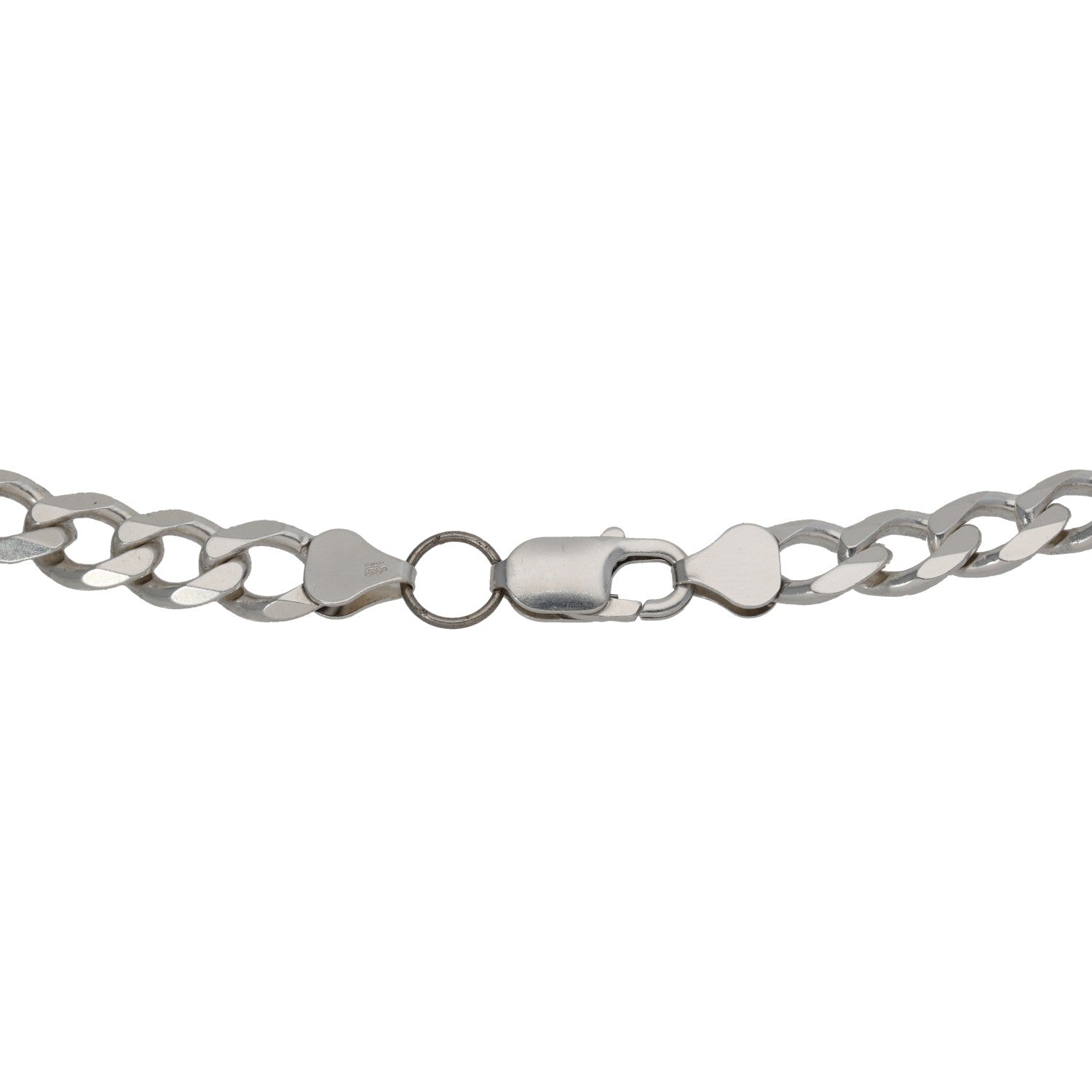 Sterling silver curb chain necklace with circular ring and clasp extender