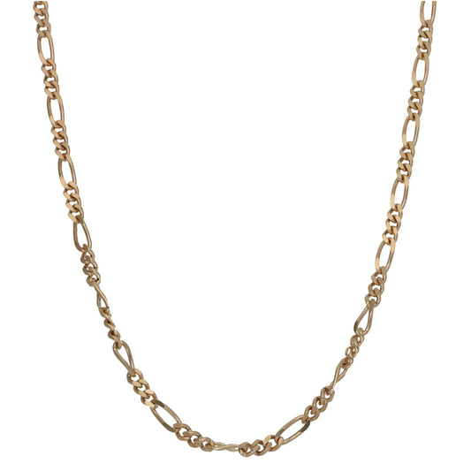 9ct gold Figaro chain necklace, interlocking oval links, 18 inch