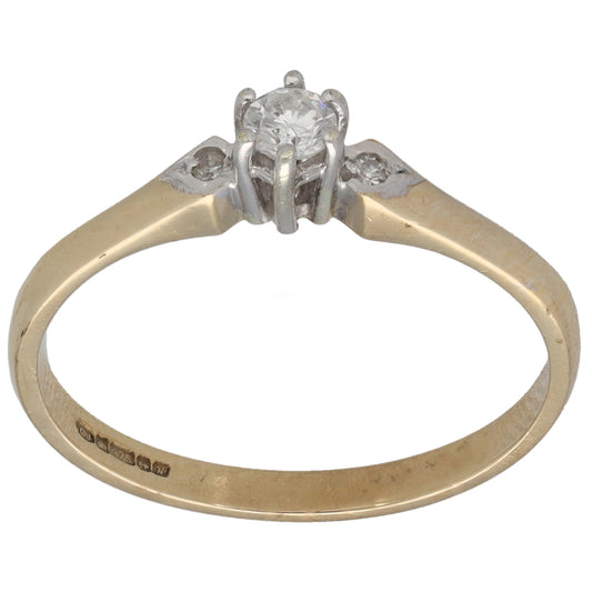 9ct Gold 0.11ct Diamond Trilogy Ring Size O