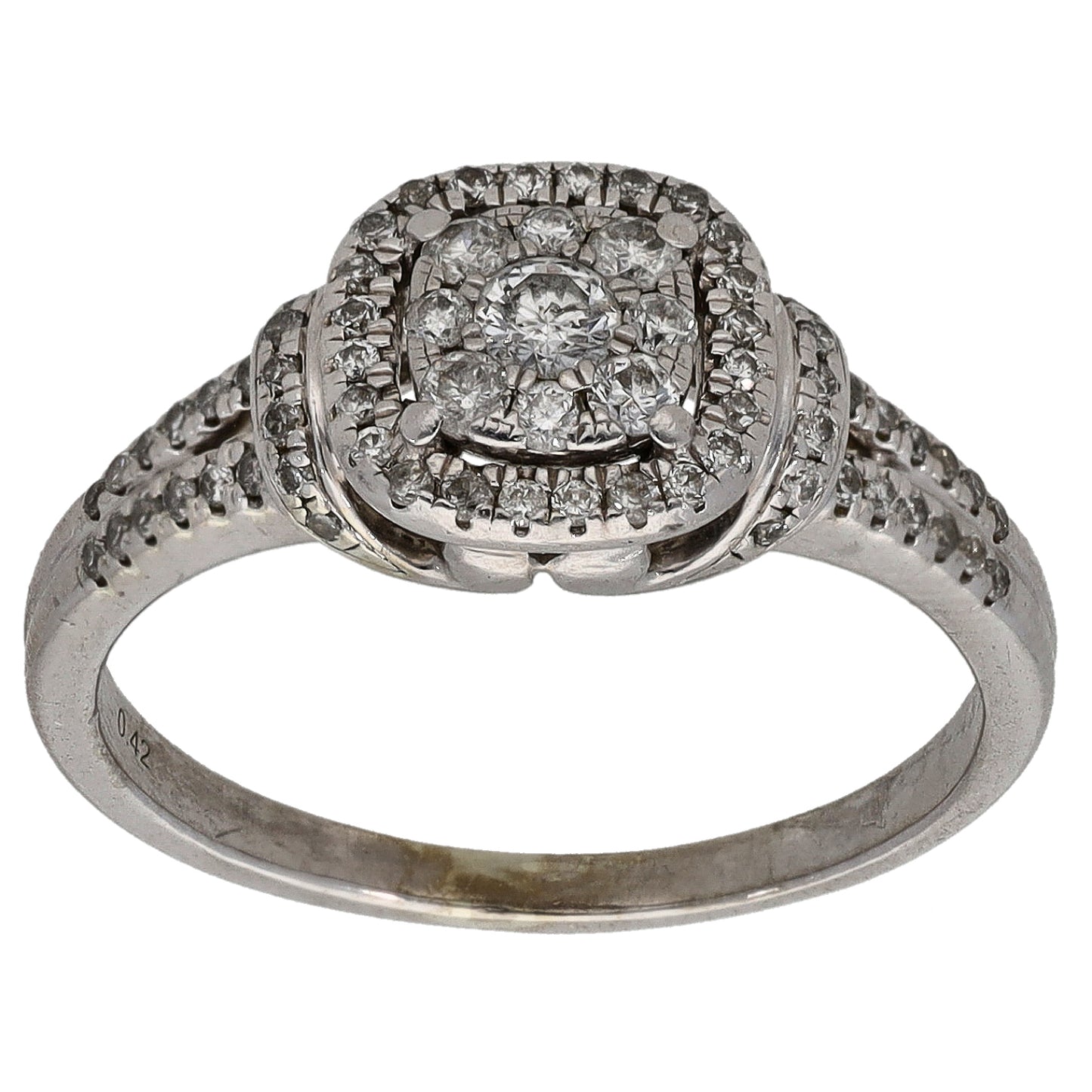 9ct White Gold 0.42ct Diamond Dress/Cocktail Ring Size M
