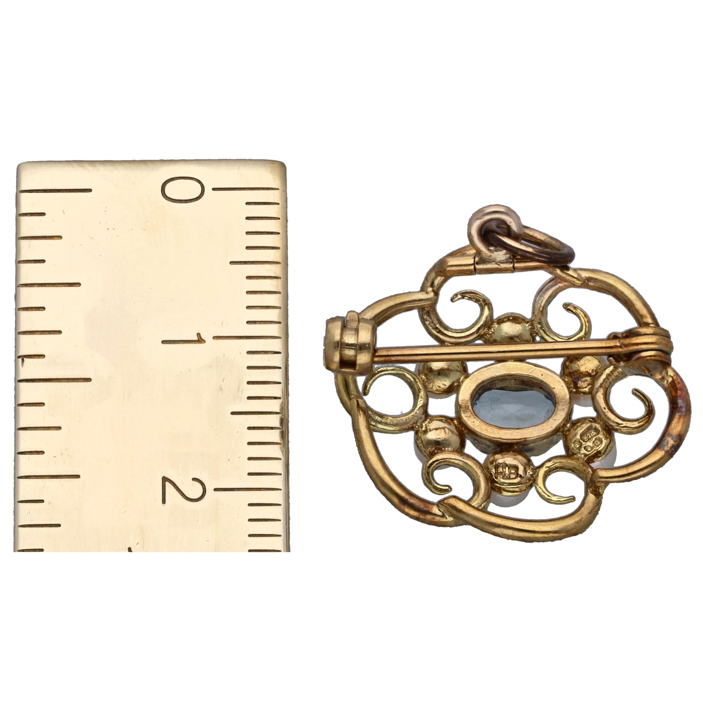 9ct Gold Topaz & Cultured Pearl Dress Brooch