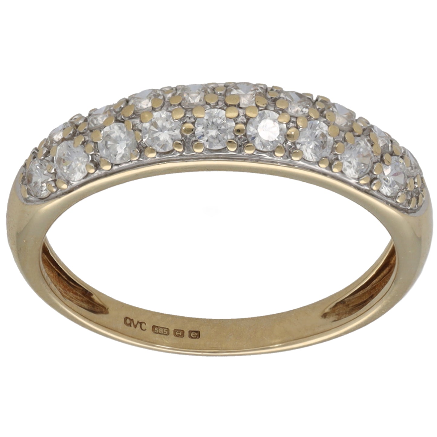 14ct Gold Cubic Zirconia Half Eternity Ring Size O