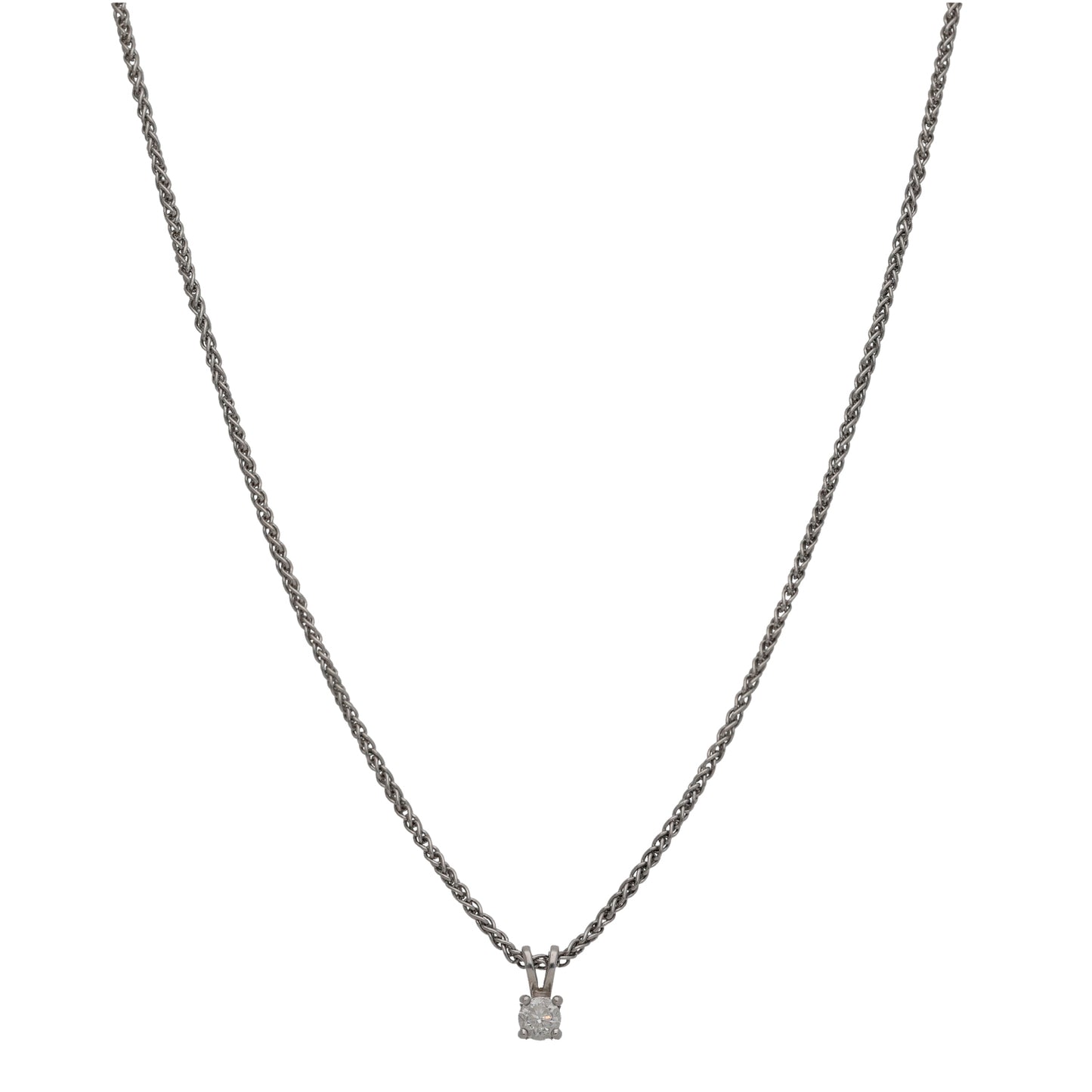 9ct White Gold 0.28ct Diamond Solitaire Pendant With Chain