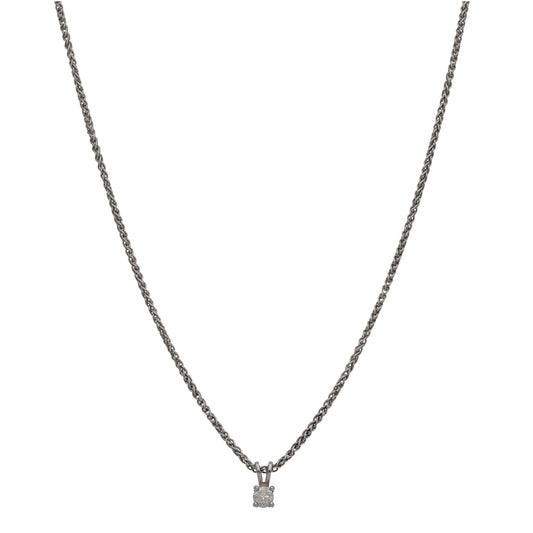 9ct White Gold 0.28ct Diamond Solitaire Pendant With Chain